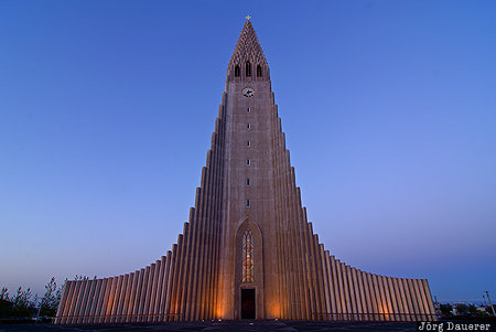 ISL, Iceland, blue hour, church, Church of Hallgr&iacute;mur, flood-lit, Hallgr&iacute;mskirkja, Reykjav&iacute;k, Reykjavik