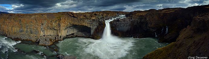 Aldeyjarfoss Aldeyjarfoss, basalt, basin, clouds, dark clouds, highland, motion, Iceland, Norðurland Eystra, Nordurland Eystra