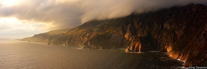 coast, mountain, cliffs, Slieve League, Donegal, County Donegal, sunset, Republic of Ireland, Ireland, Irland