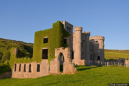 Clifden, Republic of Ireland, IRL, blue sky, Clifden Castle, connemara, evening light, Galway, Ireland, Irland