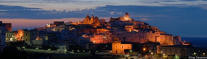 blue hour, citta Bianca, clouds, floodlight, Italy, Ostuni, Puglia, Italien, Italia