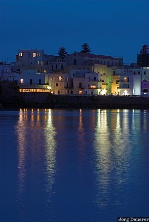 Otranto at night Italy, Puglia, Otranto, artificial light, salento, blue hour, mediterranean Sea, Apulia, Italien, Italia, Apulien