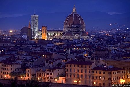 Florence, night, cathedral, Tuscany, Italy, Italien, Italia