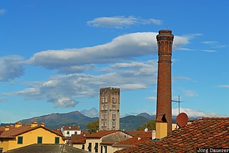 Italy, Lucca, Toscana, Tuscany, blue sky, chimney, clouds, Italien, Italia