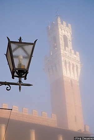 Italy, Siena, Tuscany, fog, silhouette, street lamp, street light, Italien, Italia