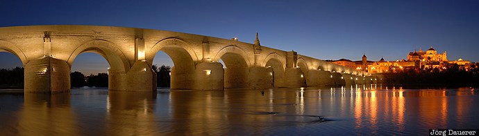 Roman bridge of Cordoba Andalusia, blue hour, bridge, Cathedral, Cordoba, ESP, evening light, Spain, Spanien, Espana, Andalucia, Andalusien