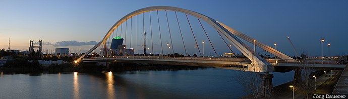 Andalucia, Gambogar, Sevilla, Spain, artificial light, barqueta, blue hour