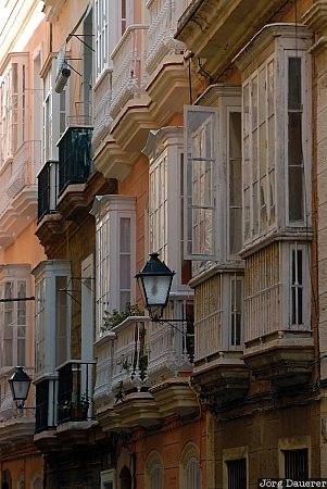 alley, Andalusia, balcony, Cadiz, Cádiz, facade, oriel, Spain, Spanien, Espana, Andalucia, Andalusien