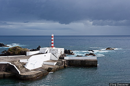 Azores, Portugal, PRT, Santa Cruz das Flores, atlantic ocean, dark clouds, harbor