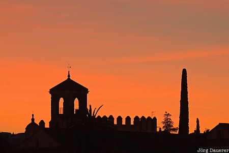 Spain, Andalucia, Cordoba, Andalusia, Alcazar de lo Reyes, castle, red