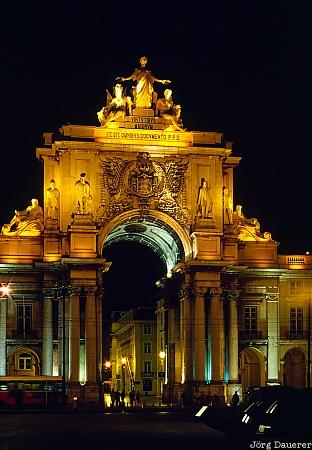 arco monumental, praca do comercio, night, Baixa, Lisbon, Portugal