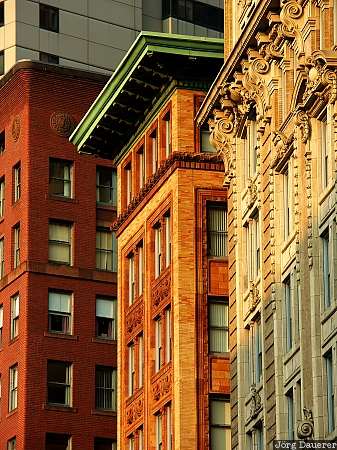 Boston, houses, facades, evening light, Downtown Crossing, Massachusetts, United States, USA, Vereinigte Staten, MA