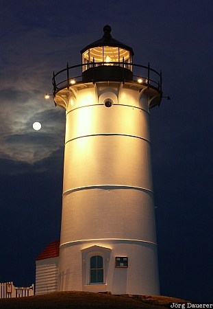 Nobska Light, lighthouse, full moon, Woods Hole, Massachusetts, New England, United States, USA, Vereinigte Staten, MA