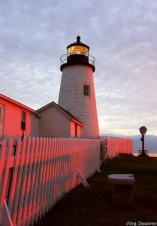 Maine, New Harbor, Pemaquid Point, United States, Atlantic ocean, coast, fence