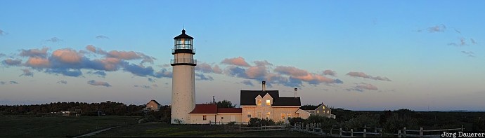 blue hour, clouds, fence, highland, cape cod, lighthouse, Massachusetts, United States, USA, Vereinigte Staten