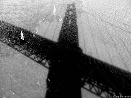 San Francisco, Golden Gate Bridge, shadow, boats, sailing boats, California, United States