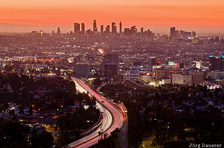 California, Los Angeles, United States, USA, highway, Hollywood Bowl Overlook, light trails, Vereinigte Staten, Kalifornien, CA