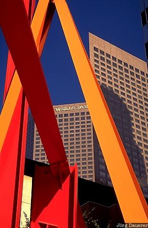 Los Angeles, sculpture, Wells Fargo Building, California, art, united states, red, USA, Vereinigte Staten, Kalifornien, CA