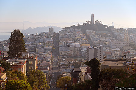 California, Russian Hill, San Francisco, United States, USA, Coit Tower, Lombard Street, Vereinigte Staten, Kalifornien, CA