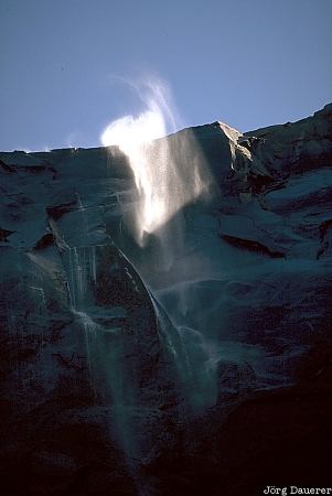 Yosemite Valley, Bridalveil Fall, wind, California, Yosemite National Park, United States, Kalifornien, USA, Vereinigte Staten, CA