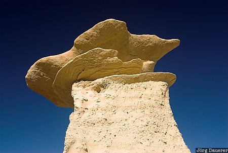 Hoodoo and blue sky USA, New Mexico, Bisti Wilderness, clouds, sky, blue sky, eroded clay, United States, Vereinigte Staten, Neu Mexiko, NM
