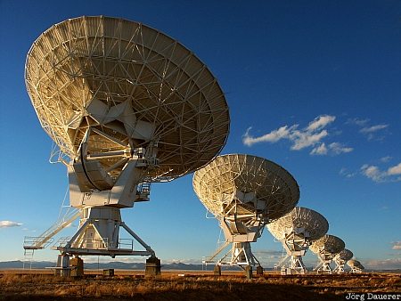 VLA, Very Large Array, Radio Astronomy Observatory, New Mexico, blue sky, Plains of San Agustin, Magdalena, United States, USA, Vereinigte Staten, Neu Mexiko, NM
