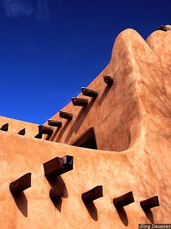 Santa Fe Santa Fe, New Mexico, adobe, United States, blue sky, morning light, Neu Mexiko, USA, Vereinigte Staten, NM