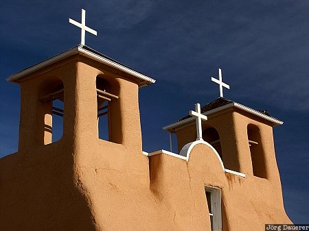 adobe, blue sky, church, New Mexico, Ranchos de Taos, San Francisco de Asis, United States, Taos, USA, Vereinigte Staten, Neu Mexiko, NM