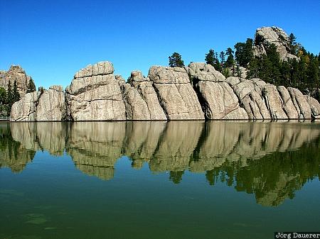 South Dakota, United States, Sylvan Lake, Custer State Park, reflexions, mirror, SD