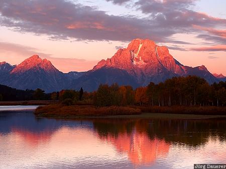 Mount Moran, Oxbow Bend, morning, reflexion, Wyoming, Grand Teton National Park, United States, USA, Vereinigte Staten, WY