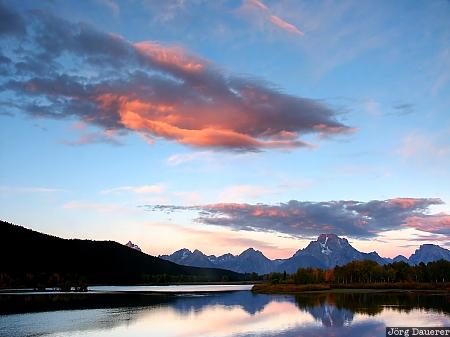 Mount Moran, Oxbow Bend, Grand Teton National Park, Wyoming, morning, reflexion, clouds, United States, USA, Vereinigte Staten, WY