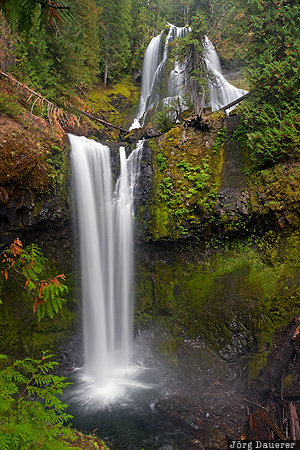 Falls Creek Falls waterfall, motion, Skamania County, water, Falls Creek Falls, Gifford Pinchot National Forest, Pacific Northwest, United States, Washington, USA, Vereinigte Staten, WA