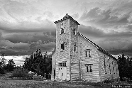 CAN, Canada, church, dark clouds, Little Harbour, Newfoundland and Labrador, wooden church, Kanada