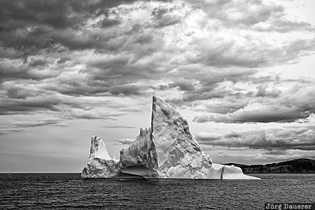 CAN, Canada, iceberg, Atlantic Ocean, dark clouds, Newfoundland and Labrador, Twillingate, Kanada