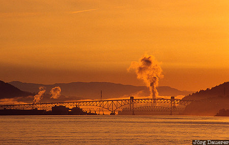 Burrard Inlet, Vancouver, BC, Bridges, Sunrise, Stanley Park, Canada, Kanada