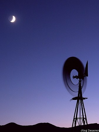 Pin Wheel and moon Nevada, United States, Great Basin National Park, pin wheel, windmill, wind mill, evening, USA, Vereinigte Staten, NV