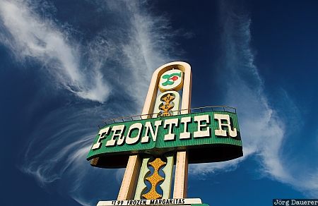 New Frontier New Frontier, casino, sign, blue sky, clouds, Las Vegas, Nevada