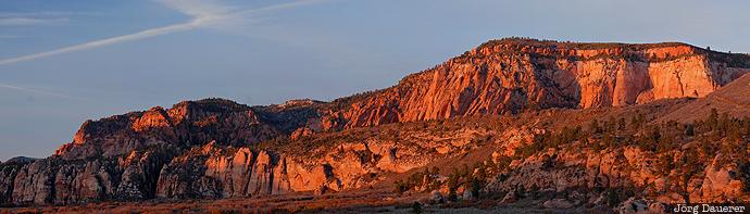 evening light, sunset, Pintura, United States, Utah, Virgin, Zion, USA, Vereinigte Staten, UT