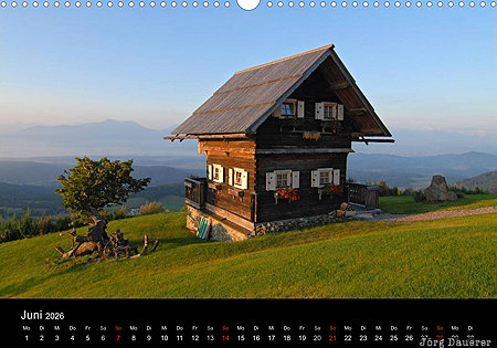 Hut, Magdalensberg, Carinthia, Austria, calendar, June, K&auml;rnten