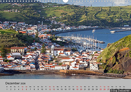 Horta, Faial, Azores, Azoren, Portugal, calendar, December