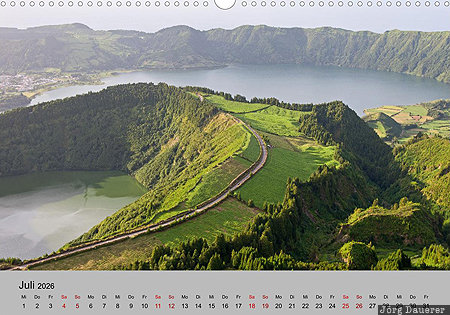 Sete Cidades, S&atilde;o Miguel, Azores, Azoren, Portugal, calendar, July