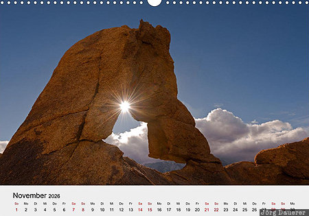 Alabama Hills, Inyo County, California, USA, calendar, November, German, United States, Vereinigte Staten, Kalifornien, CA