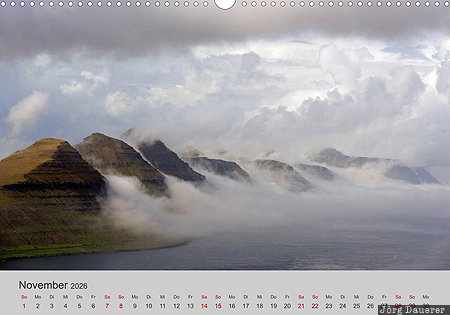 Kalsoy, Northern Islands, Faroe Islands, F&auml;r&ouml;er Inseln, Denmark, calendar, November, F&auml;r&ouml;er-Inseln, Faeroeer-Inseln