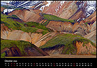 Calendar Iceland October: Landmannalaugar