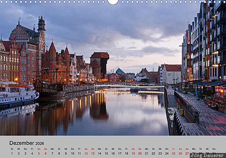 Gdansk, Danzig, Pomerania, Poland, calendar, December, German