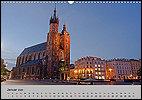 Calendar Polen January: Saint Marys Basilica, Krakow
