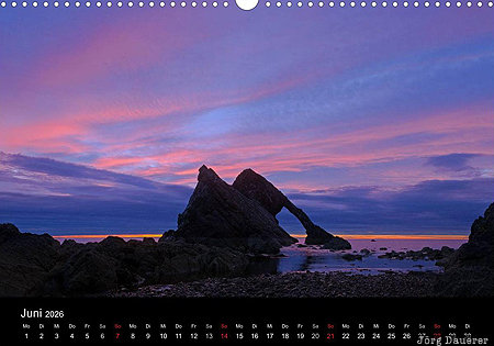 Bow Fiddle Rock, Portknockie, Moray, Scotland, calendar, June, United Kingdom, Gro&szlig;britannien, Vereinigtes K&ouml;nigreich, Schottland, Grossbritannien, Vereinigtes Koenigreich