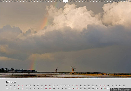 Riserva Naturale dello Stagnone, Sicily, Sizilien, Italy, calendar, German, July, Italien, Italia, Sicilia