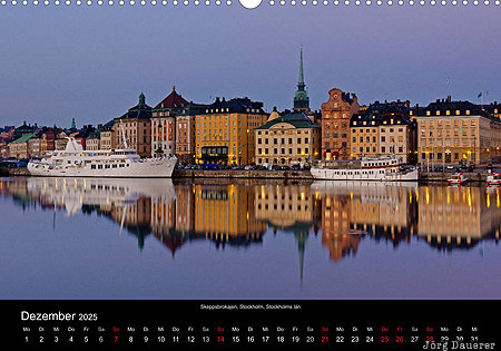 Skeppsbrokajen, Stockholm, Stockholms län, South Sweden, calendar, December, Sweden