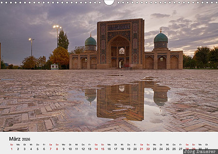Barak-Chan Madrasah, Tashkent, Uzbekistan, calendar, March, German